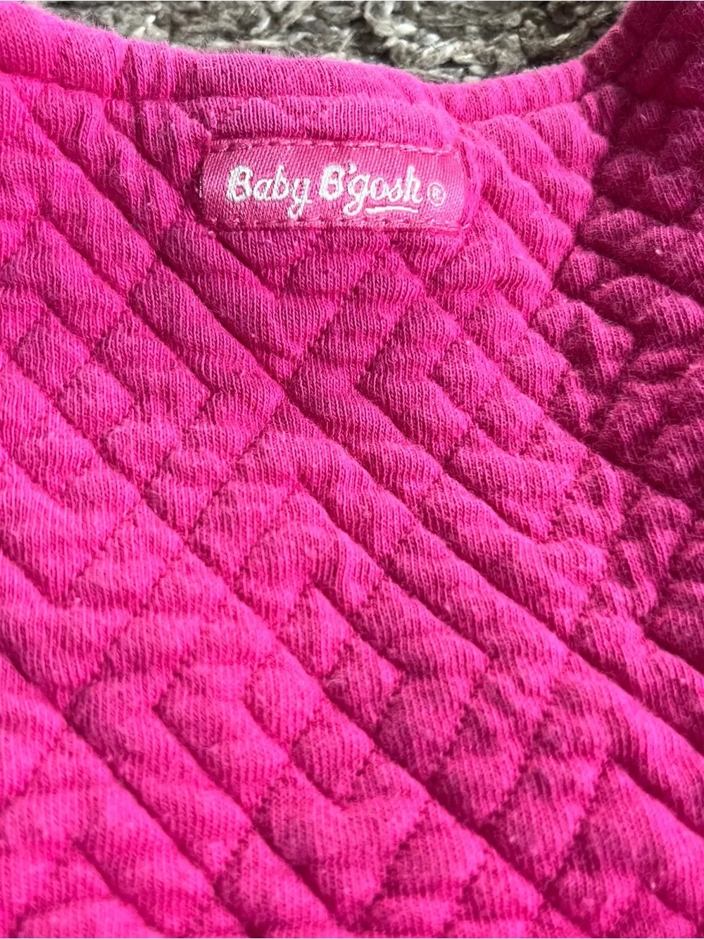 Vintage Girls Osh Kosh B'Gosh Pink Quilted Romper Overalls Jumpsuit Embroidered